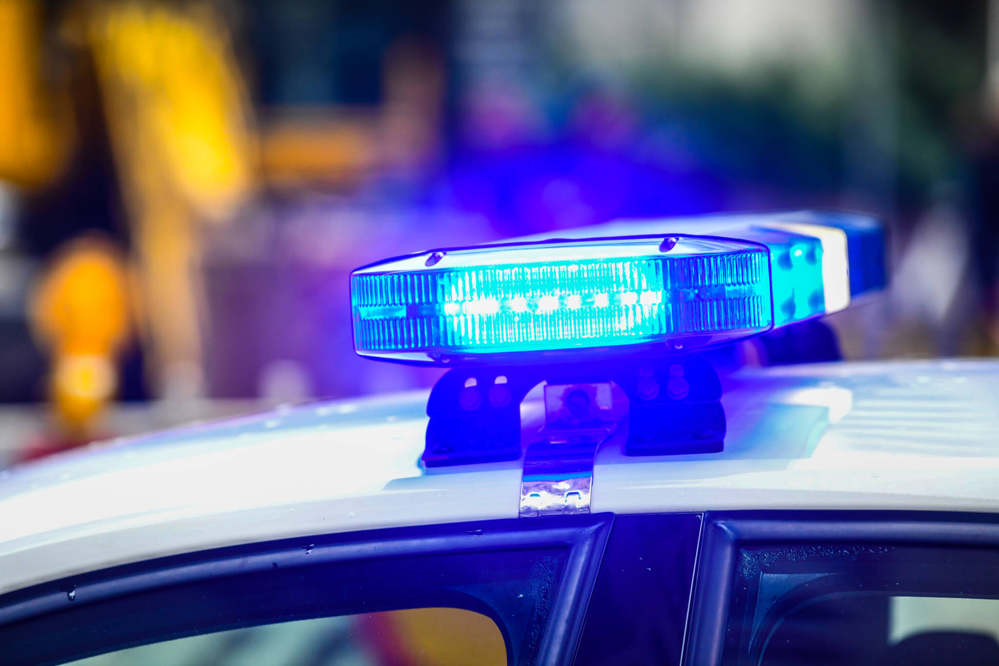 Blue Light On A Police Car